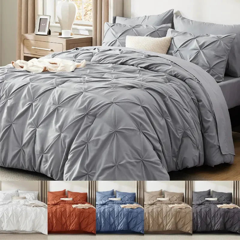 Comforter Set Pintuck Design Lightweight All-Season Microfiber