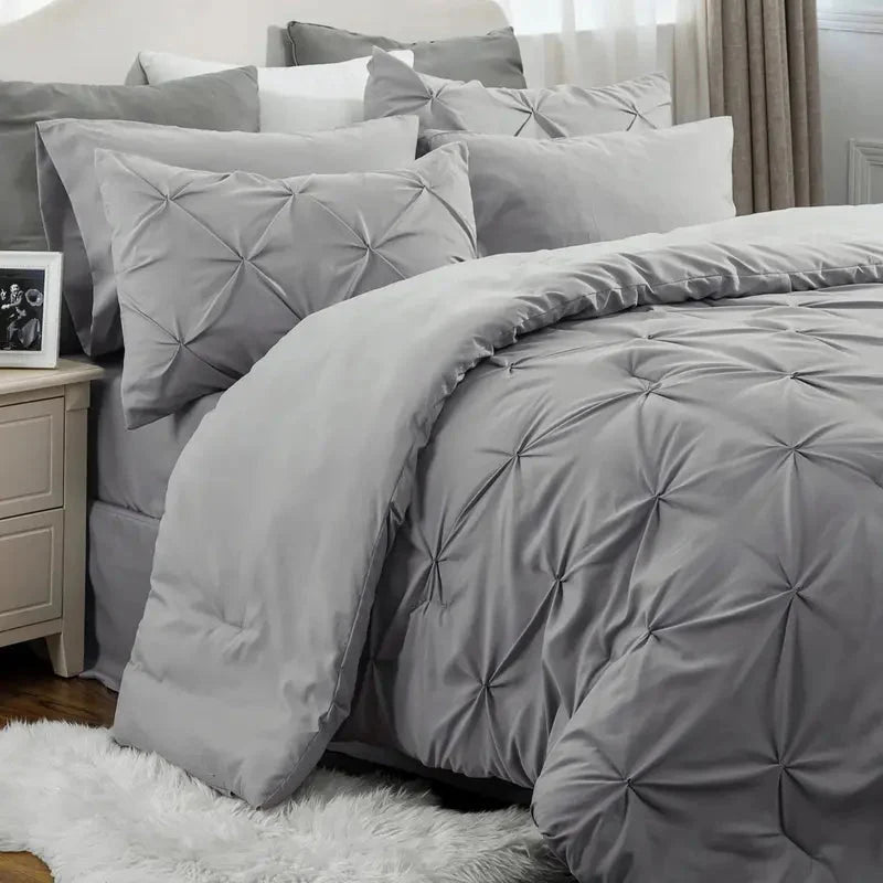Comforter Set Pintuck Design Lightweight All-Season Microfiber