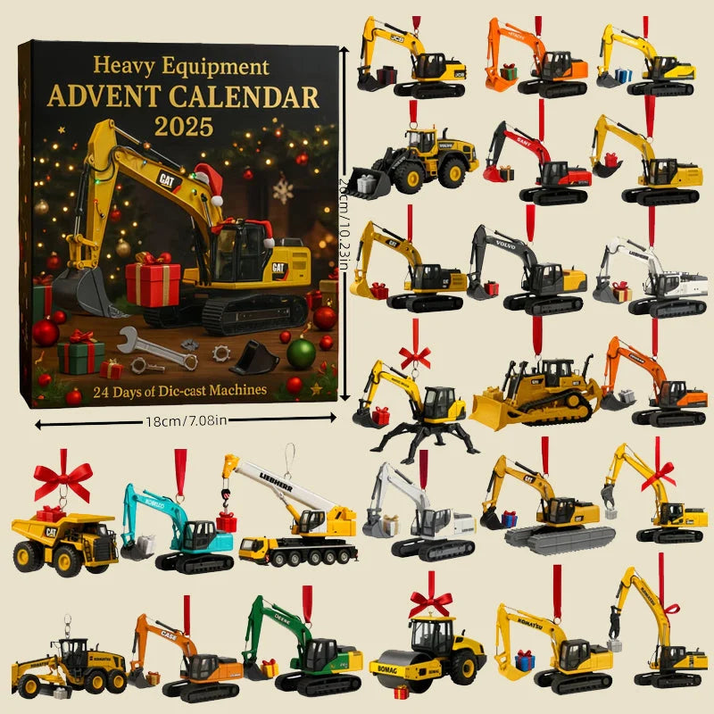 Construction Vehicle Advent Calendar Die-Cast Metal 24-Piece Set