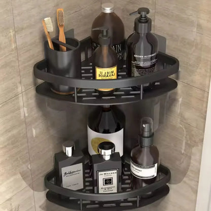 Corner Shower Shelf No-Drill Rustproof Aluminum Built-In Drainage