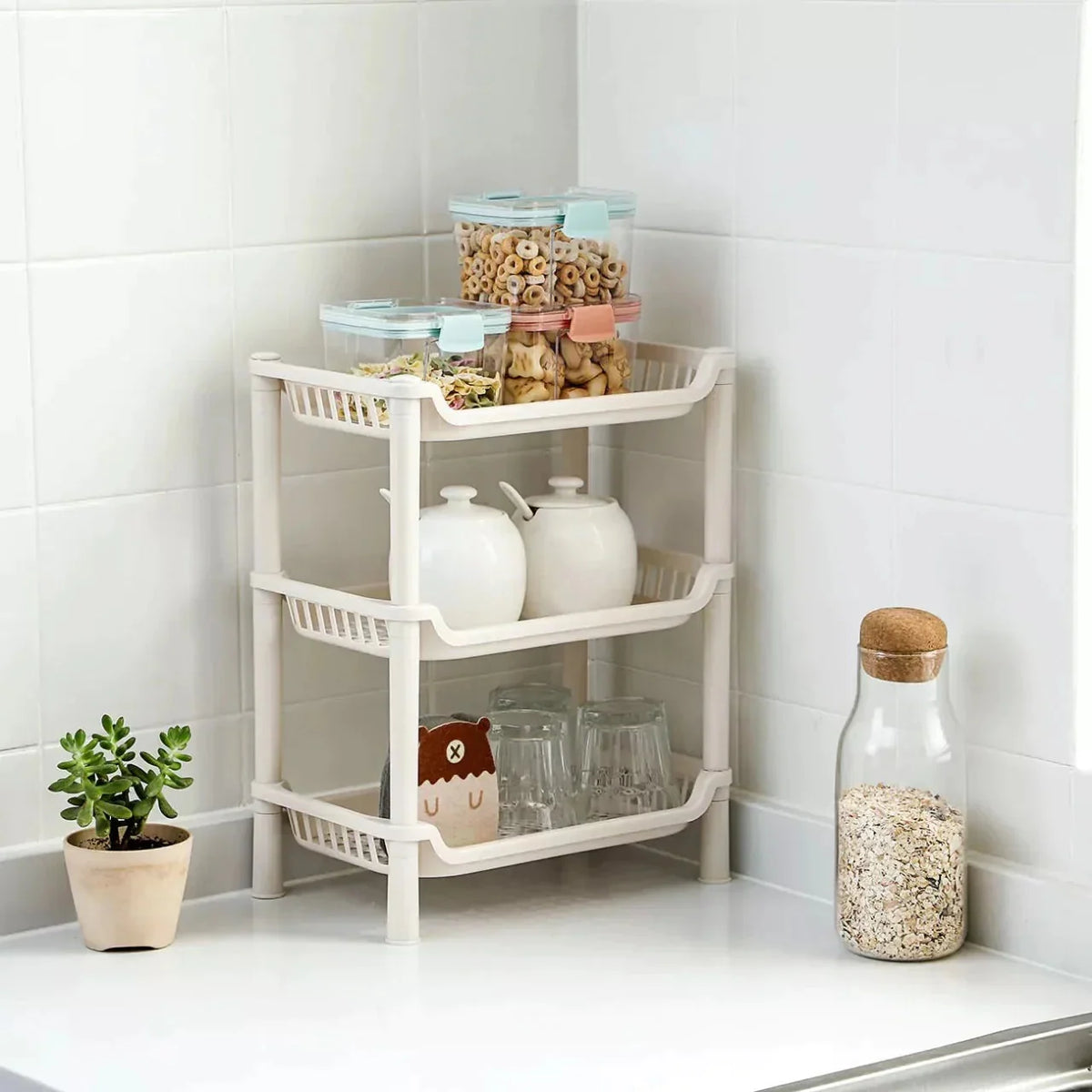 Countertop Storage Rack 3-Tier Corner Space-Saving