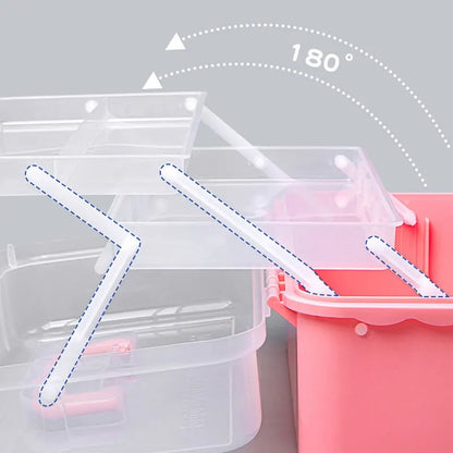 Craft Storage Box Clear Three-Layer Rotating Lid