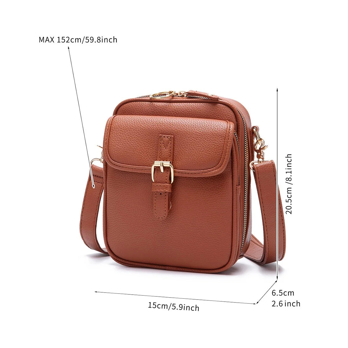 Crossbody Bag Anti-Theft Zipper Compact Square Design