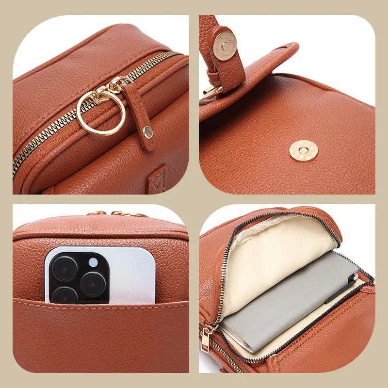 Crossbody Bag Anti-Theft Zipper Compact Square Design