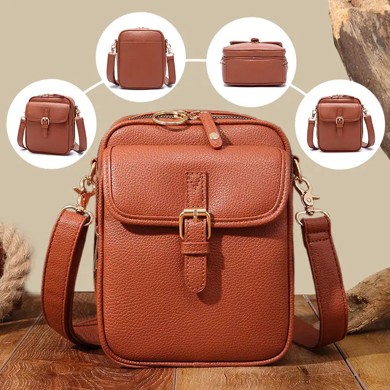 Crossbody Bag Anti-Theft Zipper Compact Square Design