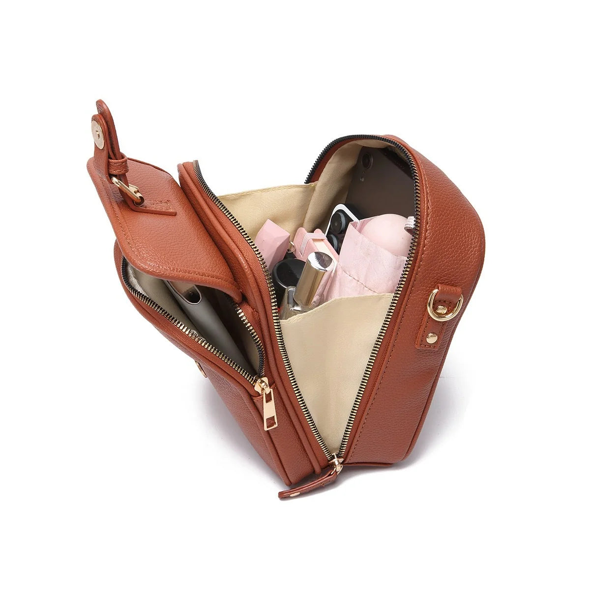 Crossbody Bag Anti-Theft Zipper Compact Square Design