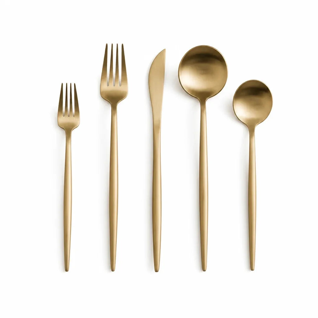 Cutlery Set Matte Stainless Steel Ergonomic Dishwasher-Safe