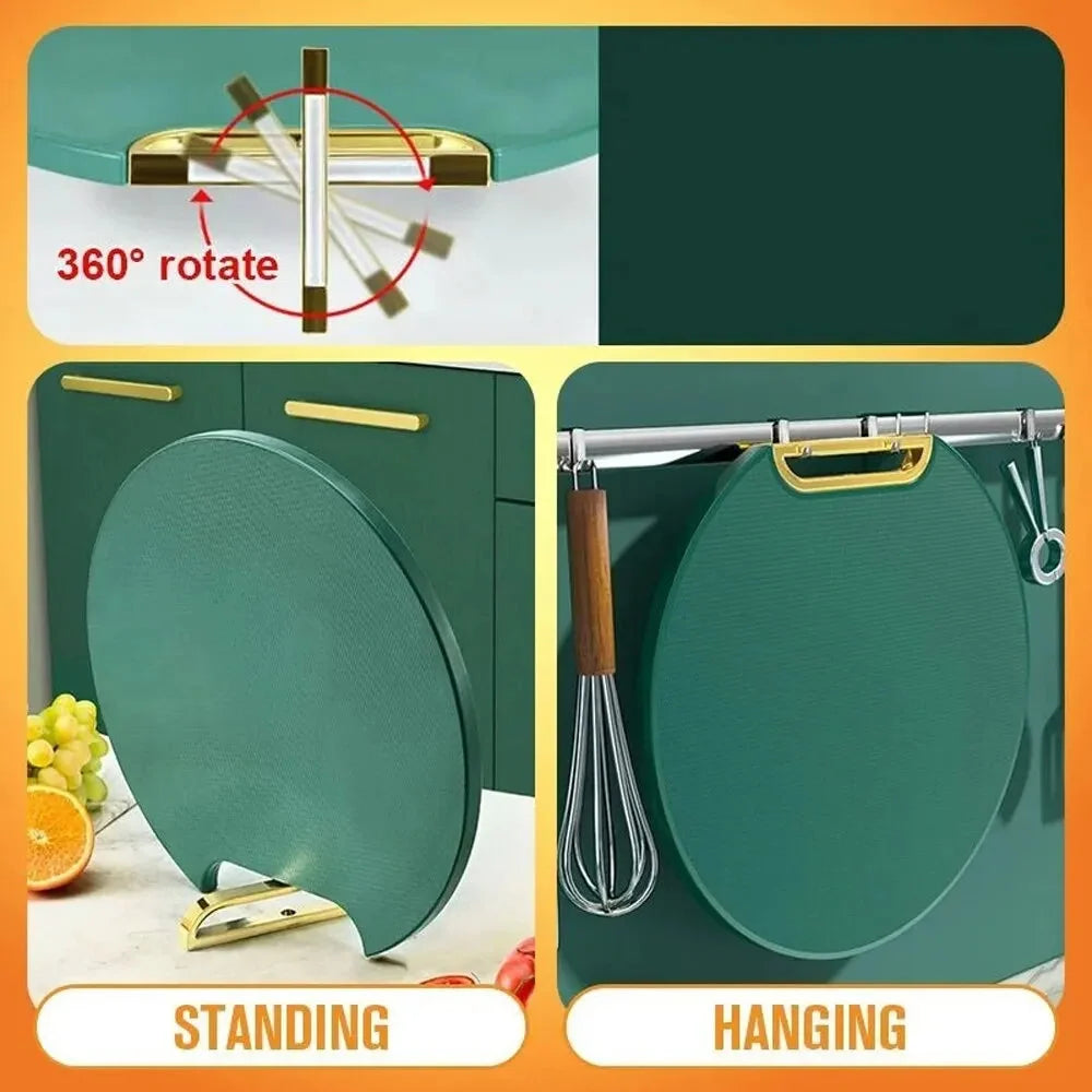 Cutting Board Round Double-Sided Antibacterial PE 13.78 Inch