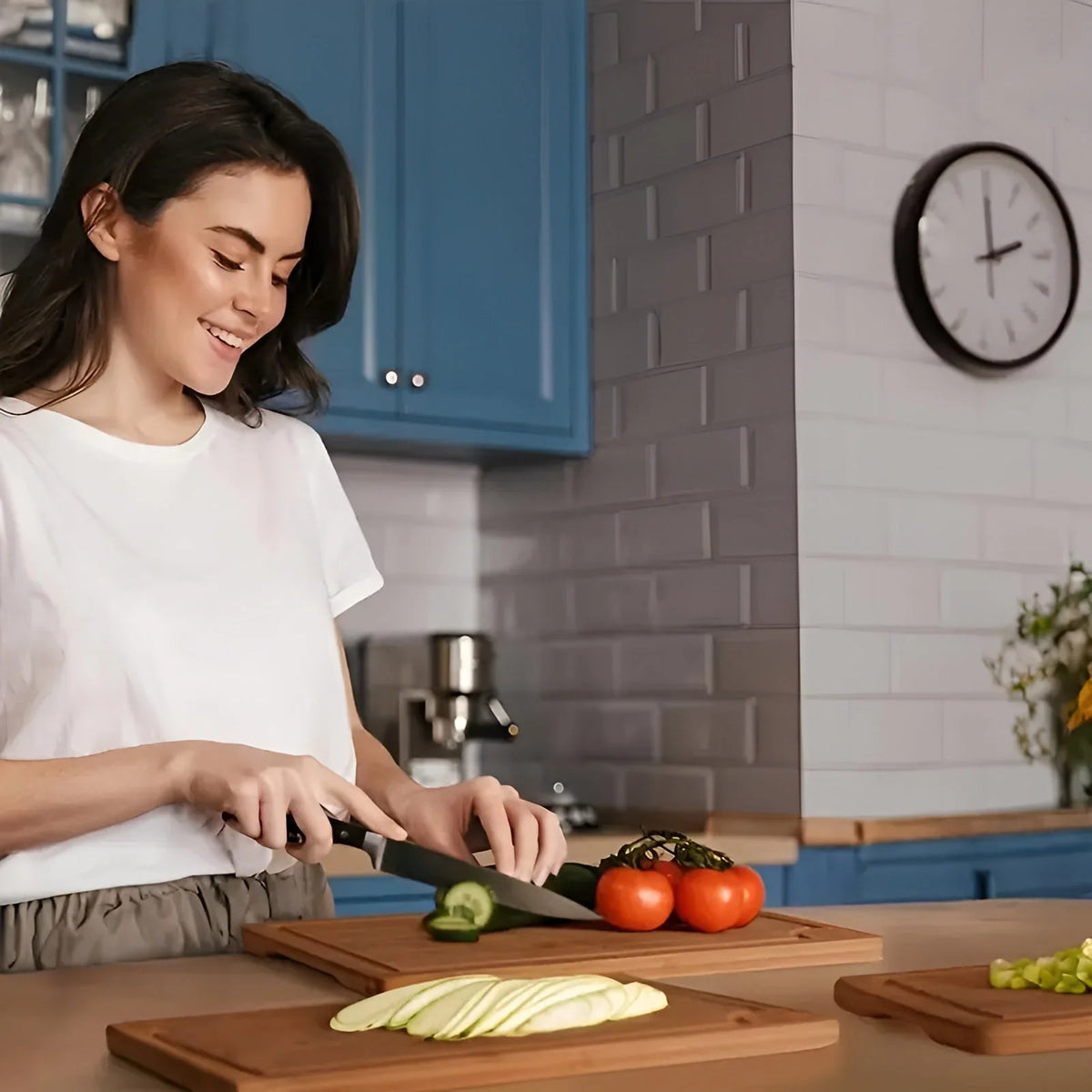 Cutting Board Set Bamboo 3-Piece Food-Safe Prep & Serving