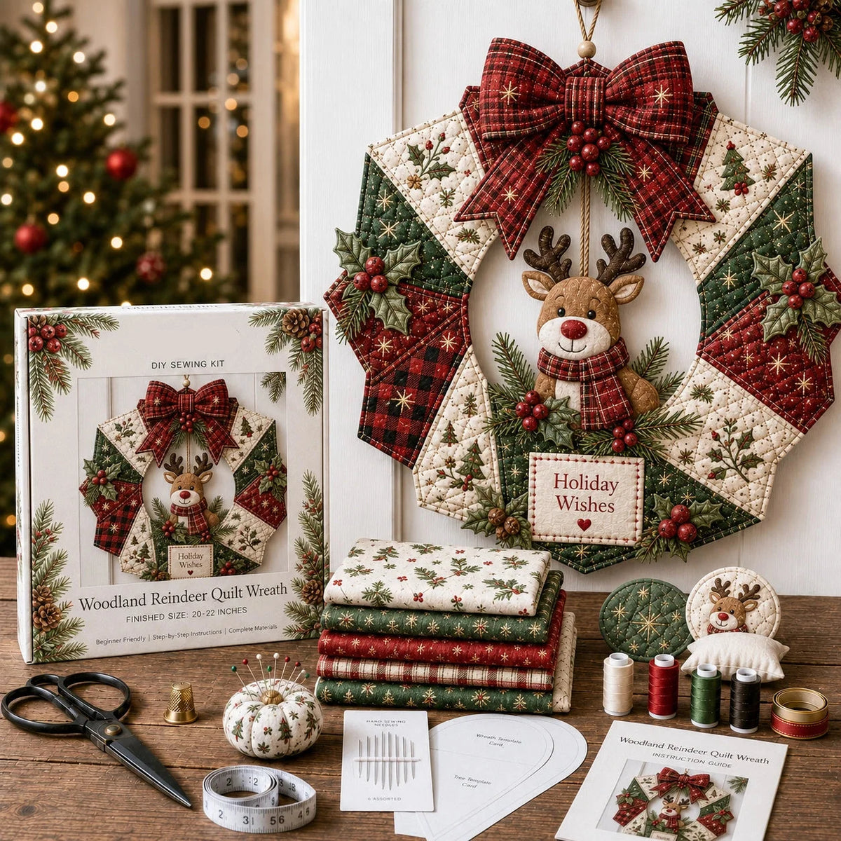 DIY Fabric Christmas Wreath Kit Nine Festive Styles Handmade Decor