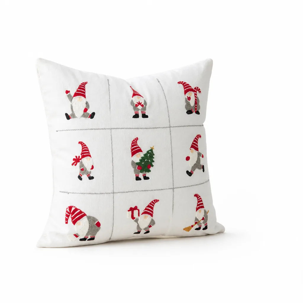 Decorative Pillow Embroidered Reindeer Removable Cover 18x18