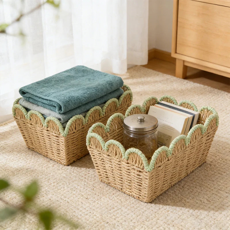 Decorative Storage Basket Scalloped Edge & Eco-Friendly