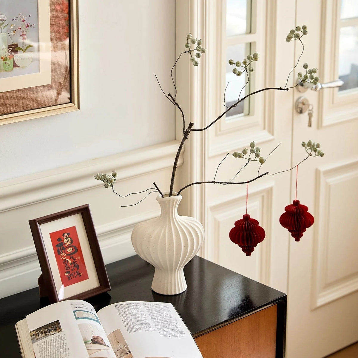 Decorative Vase Sculptural Ceramic Tall Tabletop