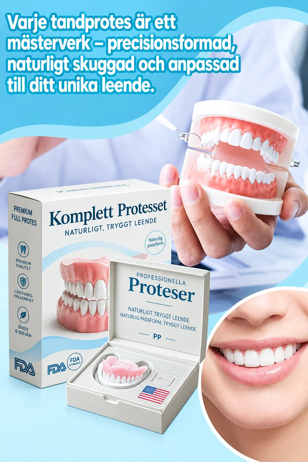Denture Kit Boil-and-Bite Moldable Upper & Lower Set