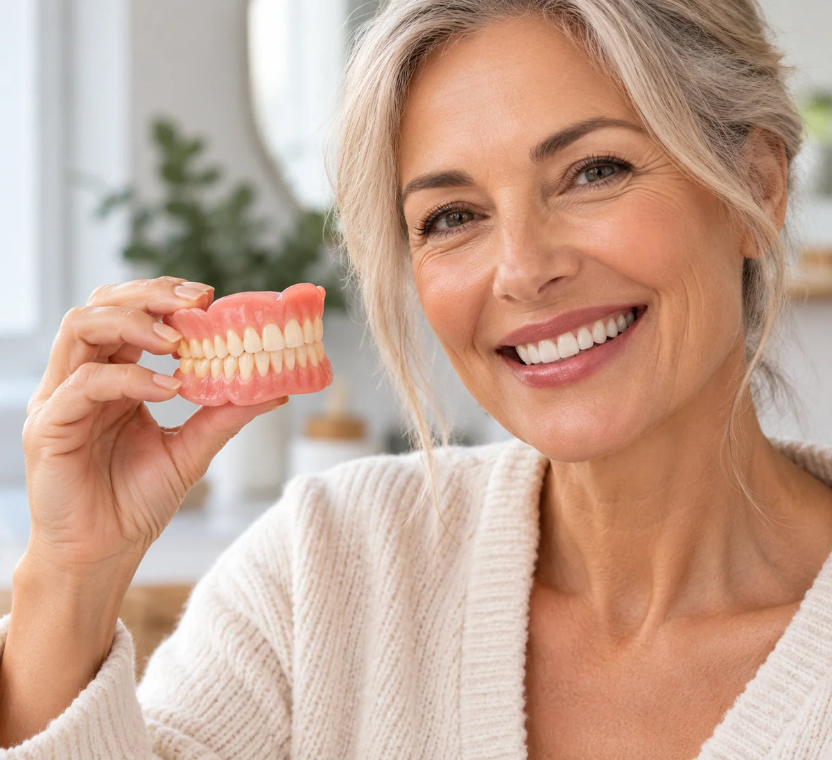 Denture Set Heat-Molded Custom Fit Adhesive-Free Suction