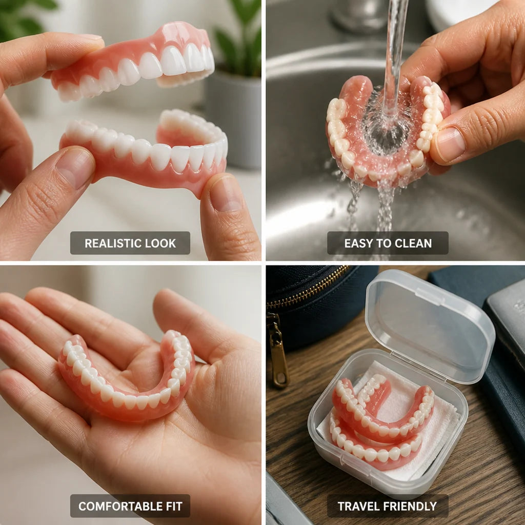 Denture Set Realistic Upper & Lower Teeth 3-Piece