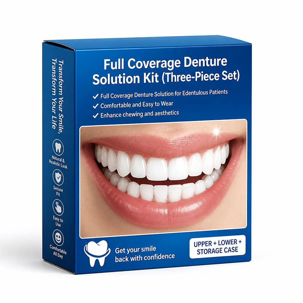 Denture Set Realistic Upper & Lower Teeth 3-Piece