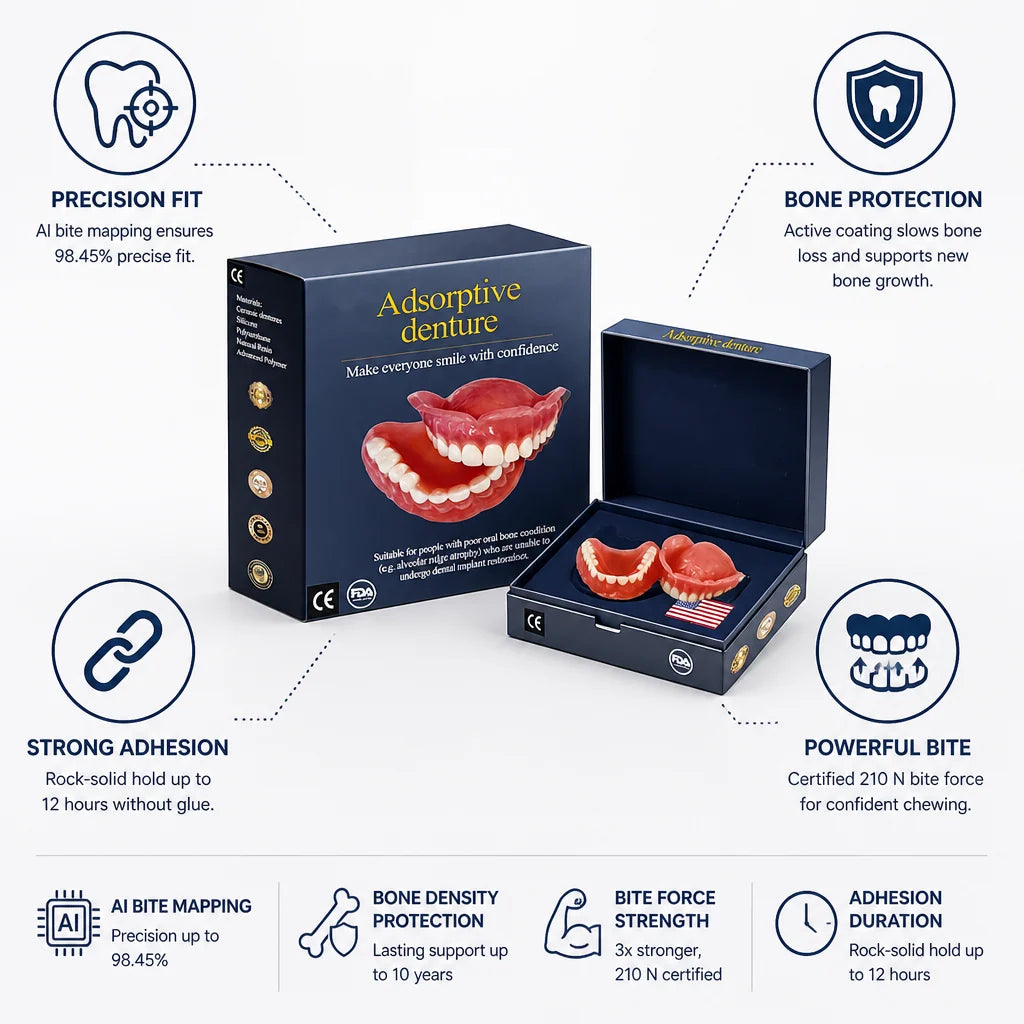 Dentures Custom-Fit Upper & Lower Up to 12-Hour Hold