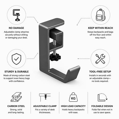 Desk Hook Adjustable Clamp Carbon Steel
