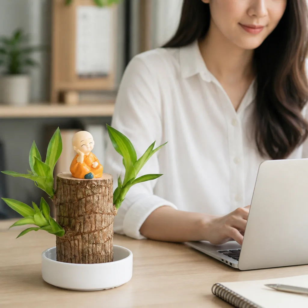 Desk Plant Air-Purifying Low-Light Wooden Planter