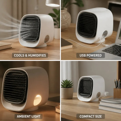 Desktop Air Cooler & Humidifier USB-Powered Ambient Light