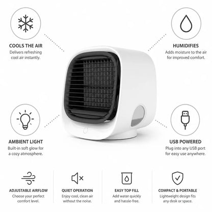 Desktop Air Cooler & Humidifier USB-Powered Ambient Light