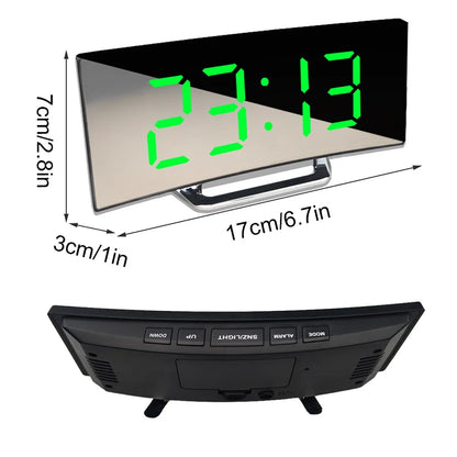 Digital Alarm Clock Curved Large LED Auto Dimming
