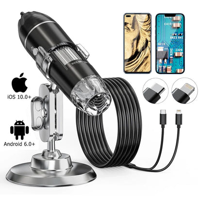 Digital Microscope 1600x Magnification USB-Powered Live Display