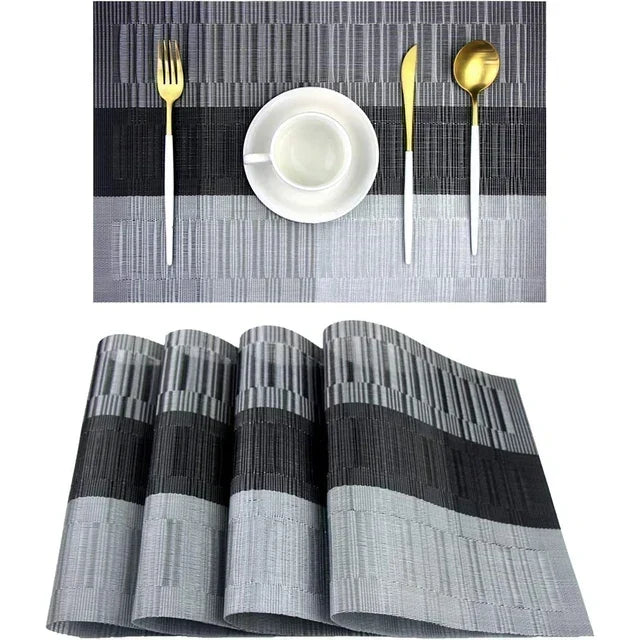 Dining Placemats Woven Vinyl Heat-Resistant & Waterproof