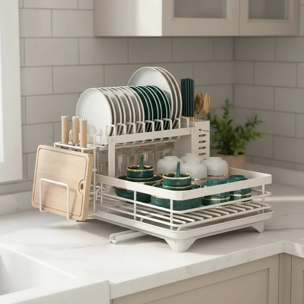 Dish Drying Rack Foldable Stainless Steel Space-Saving