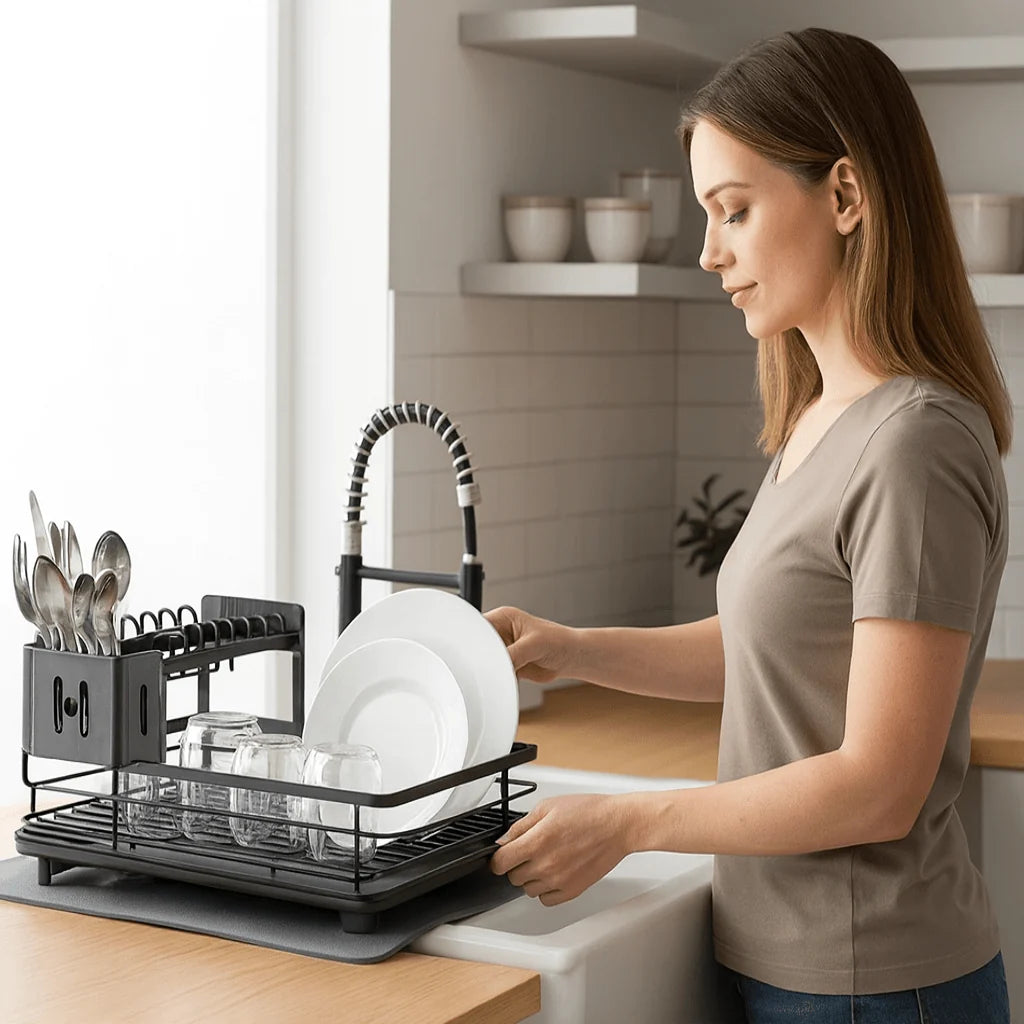 Dish Drying Rack Foldable Stainless Steel Space-Saving