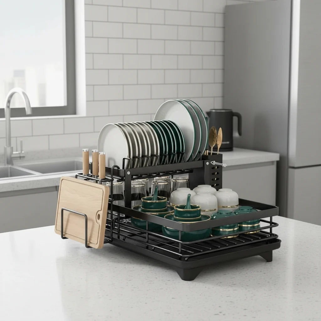 Dish Drying Rack Foldable Stainless Steel Space-Saving