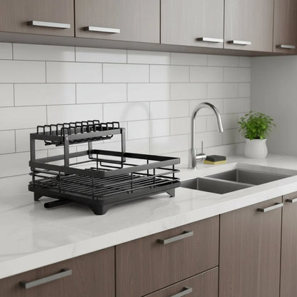 Dish Drying Rack Stainless Steel Foldable Space-Saving Design