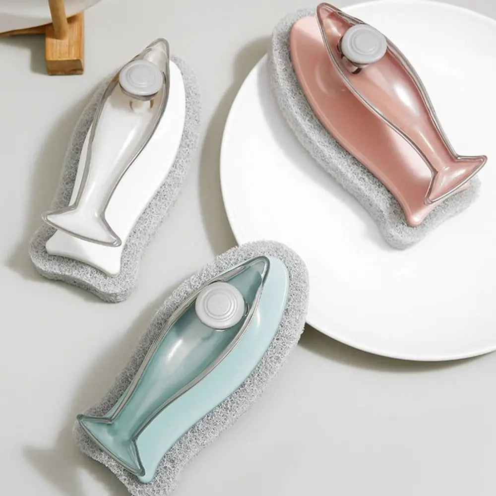 Dishwashing Brush Built-In Soap Dispenser Spring-Loaded Button