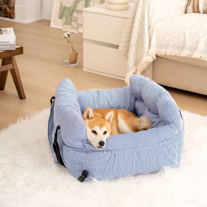 Dog Car Bed Padded Machine-Washable Side Pockets & Handles