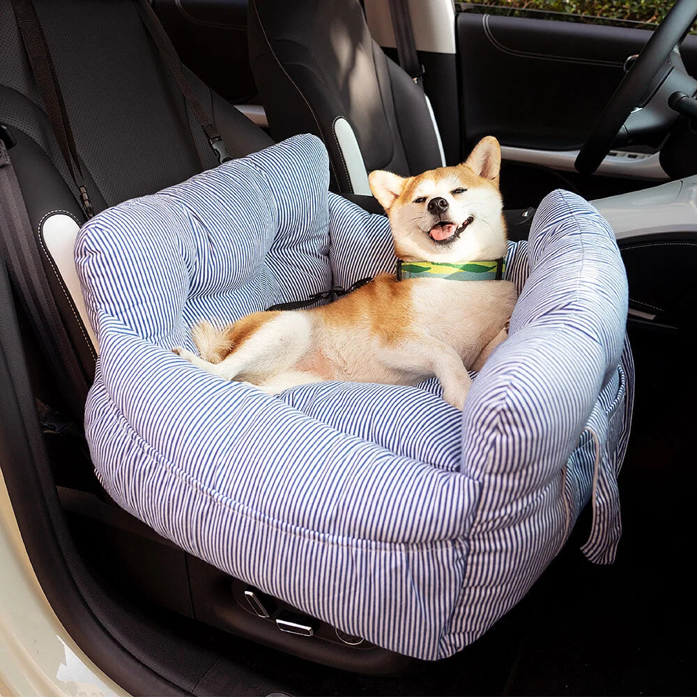 Dog Car Bed Plush Padded Machine-Washable Cover & Side Pockets