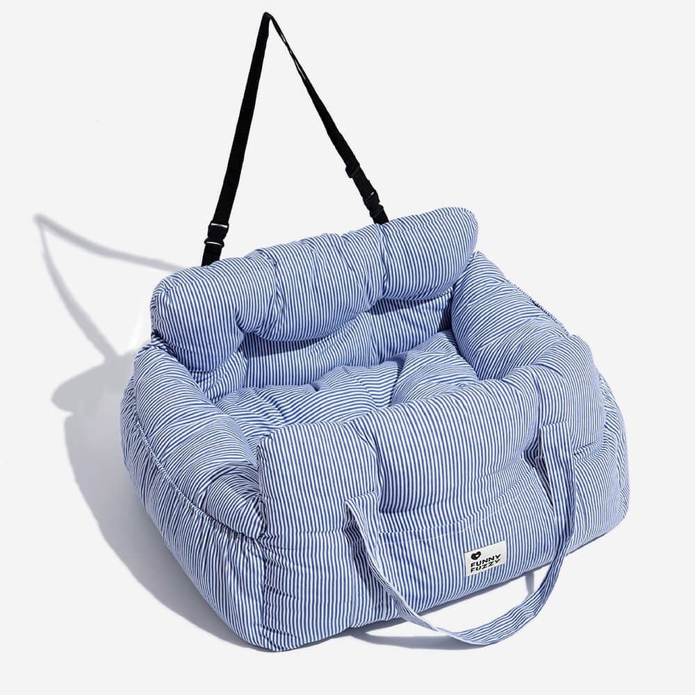 Dog Car Bed Plush Padded Machine-Washable Cover & Side Pockets