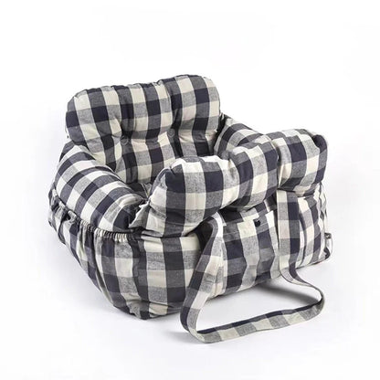 Dog Car Bed Plush Padded Machine-Washable Cover & Side Pockets