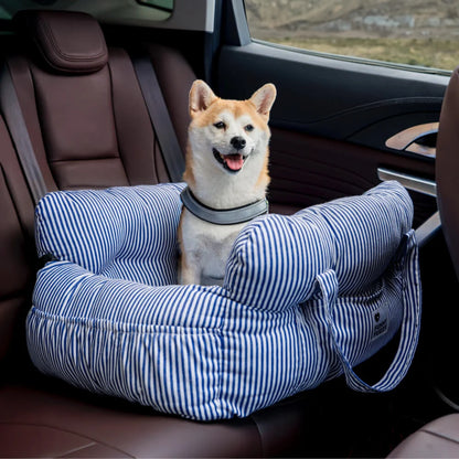 Dog Car Bed Plush Padded Machine-Washable Cover & Side Pockets