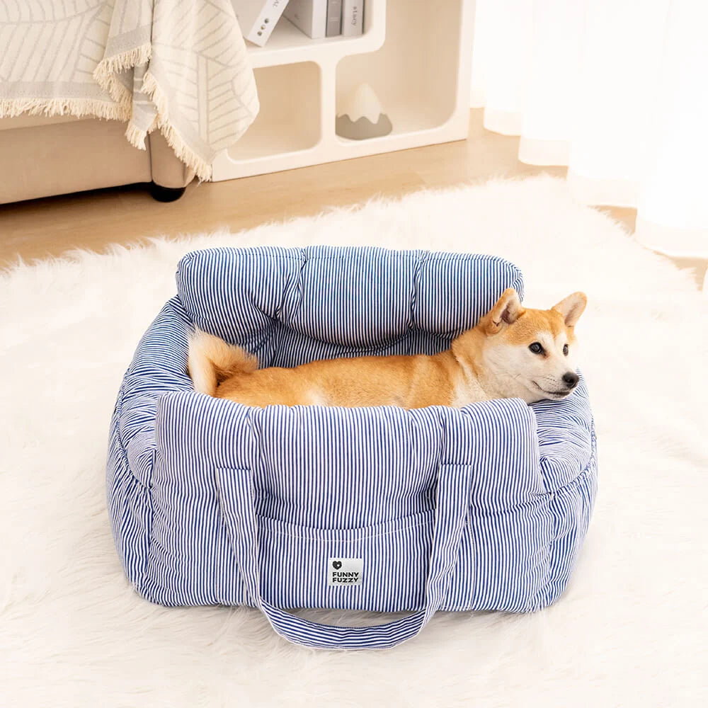 Dog Car Bed Plush Padded Machine-Washable Cover & Side Pockets