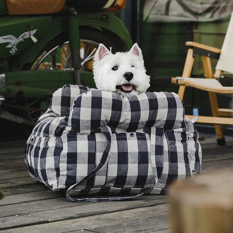 Dog Car Seat Plush Padded Machine-Washable Cover & Side Pockets