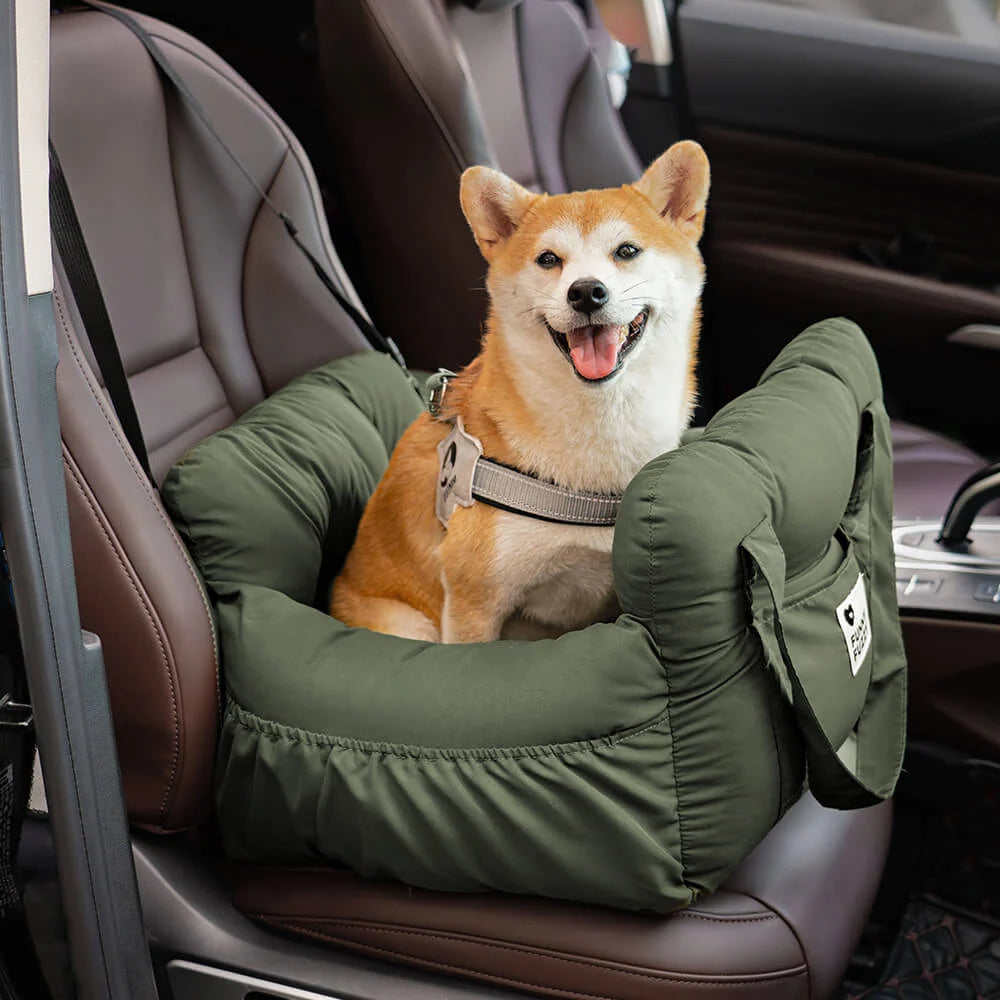 Dog Car Seat Plush Padded Machine-Washable Cover & Side Pockets