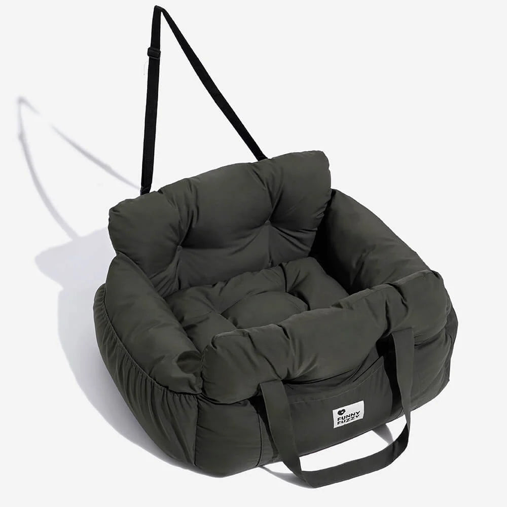 Dog Car Seat Plush Padded Machine-Washable Cover & Side Pockets