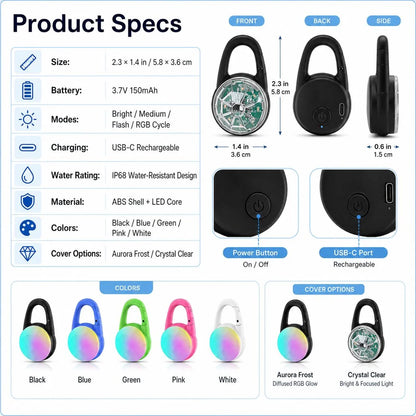 Dog Safety Light Clip-On USB-C Rechargeable IP68 Water-Resistant