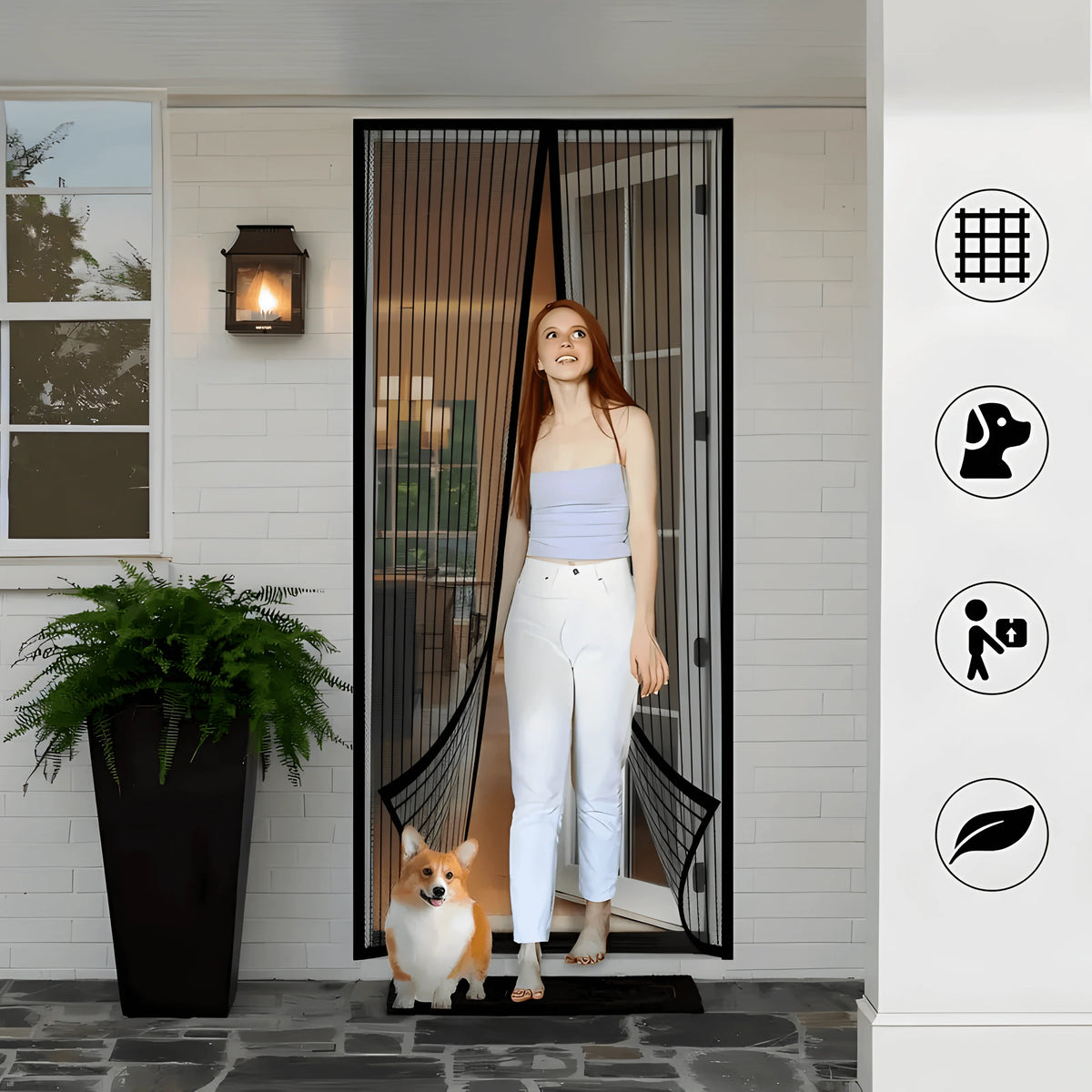 Door Mosquito Net Magnetic Self-Closing Polyester Mesh