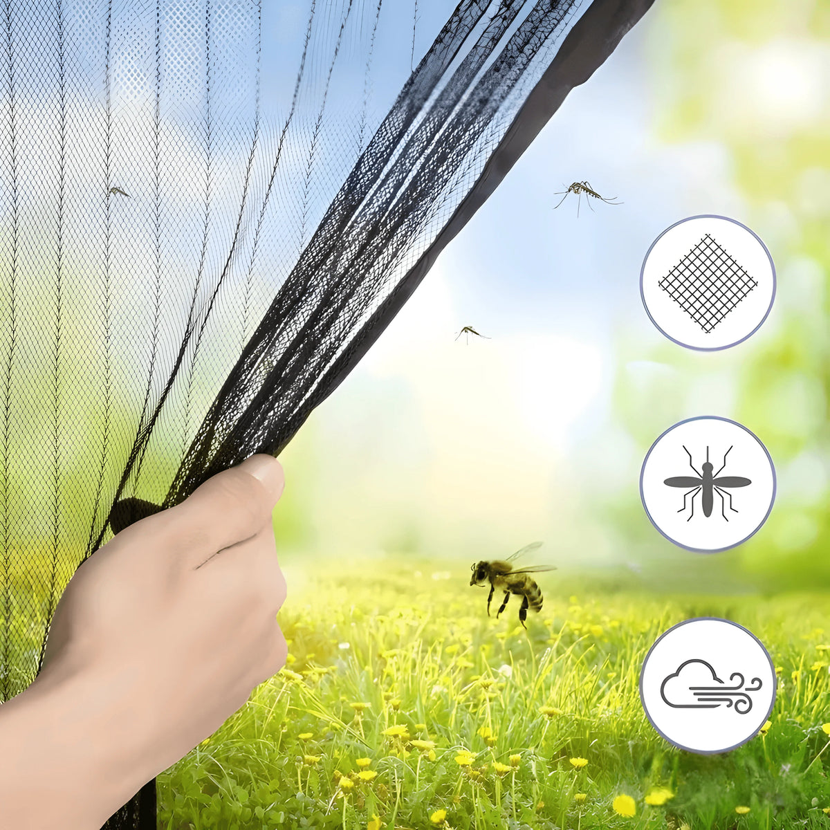 Door Mosquito Net Magnetic Self-Closing Polyester Mesh