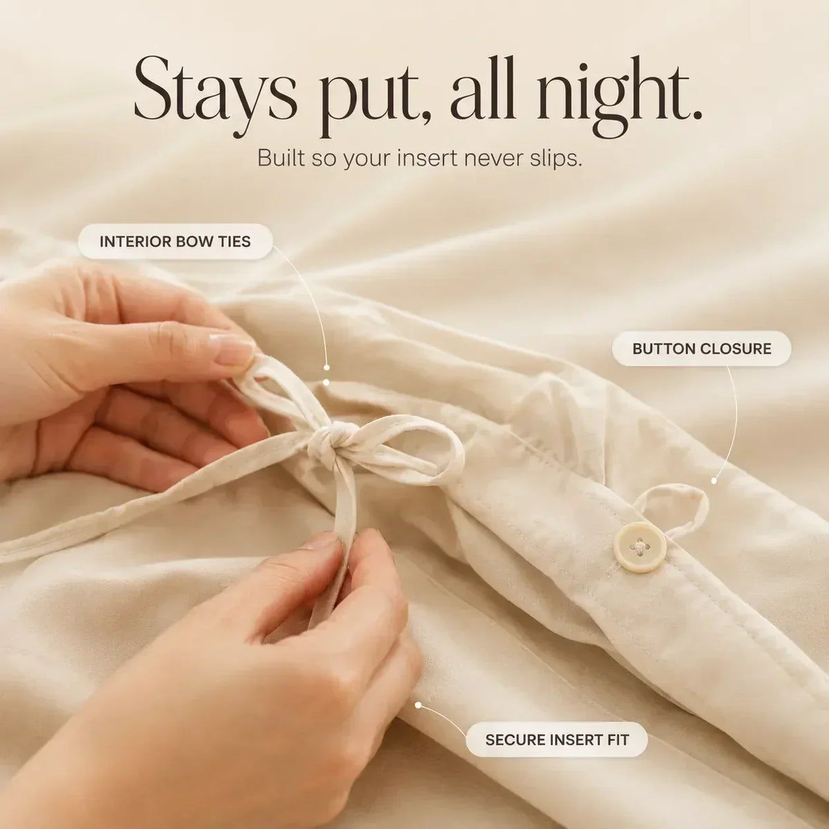 Duvet Cover Set Hand-Pleated Rosette Brushed Polyester Hidden Ties