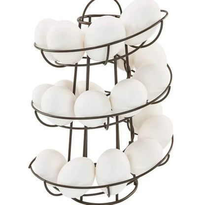 Egg Dispenser Rack Spiral Rolling Metal 24-Egg Capacity