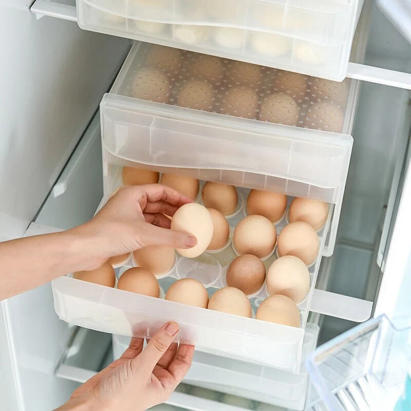 Egg Storage Container Transparent Individual Compartments Carry Handle