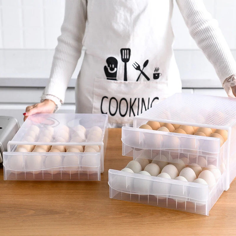 Egg Storage Container Transparent Individual Compartments Carry Handle